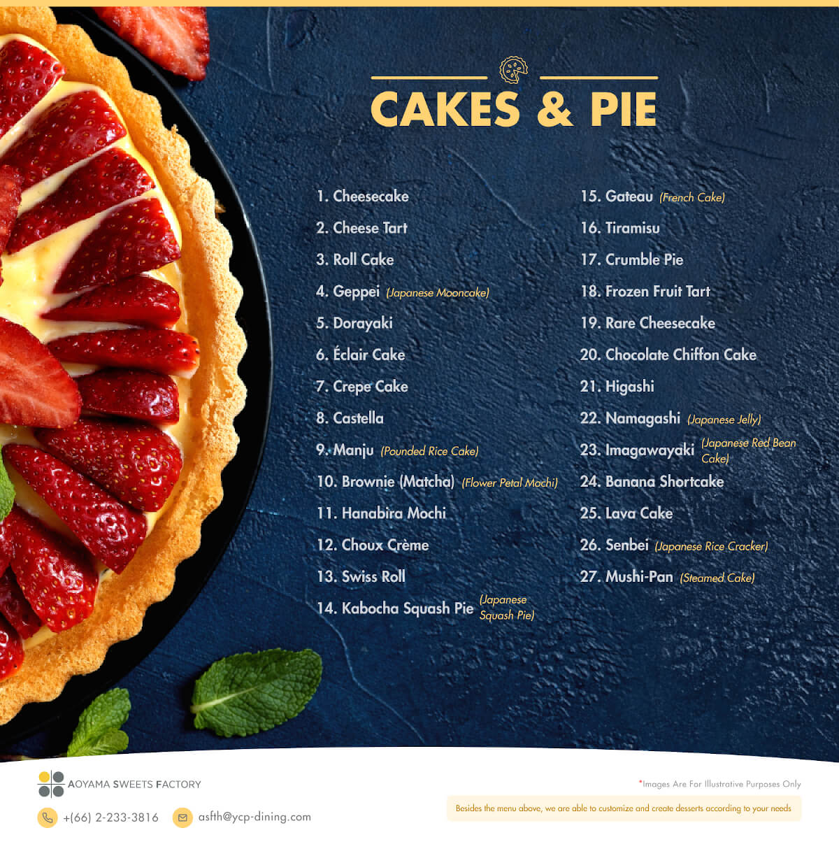 Cakes & Pie Menu